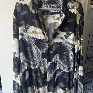 All Saints Multicolor Crane Print Men's Shirt